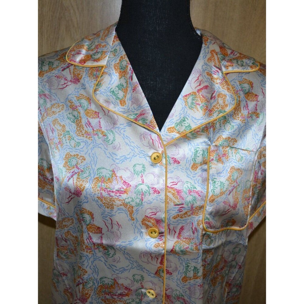 NWT Morgan Lane Silk 2 Pc Sleep Short Tropical Vacation Print Comfy Lounge Set - Picture 7 of 16